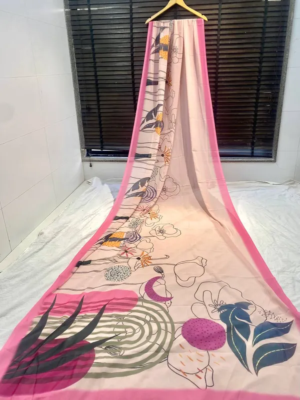 Pink_Pure_Georgette_Saree_Matching_Blouse_Piece_For_Women