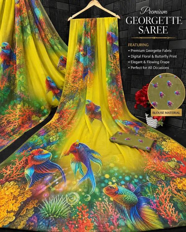Yellow_Pure_Georgette_Saree_Matching_Blouse_Piece_For_Women
