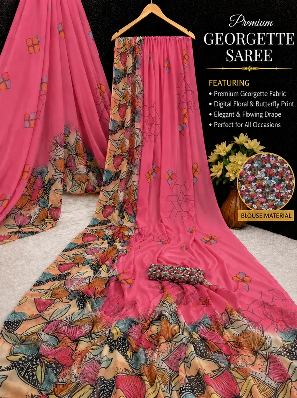 Pink_Pure_Georgette_Saree_Matching_Blouse_Piece_For_Women