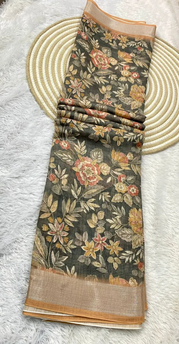 Grey_Pure_Jamdhani_Cotton_Saree_Matching_Blouse_Piece_For_Women