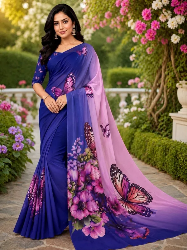 Purple_Pure_Georgette_Saree_Matching_Blouse_Piece_For_Women