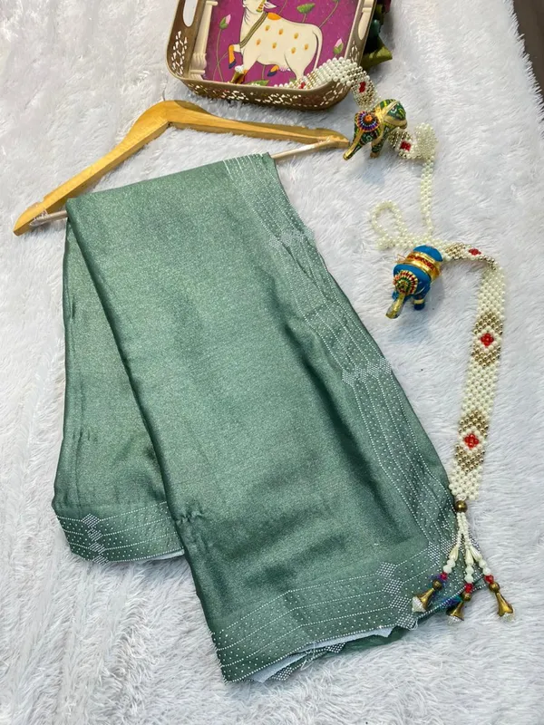 Mint_Green_Mulberry_Silk_Saree_Matching_Blouse_Piece_For_Women