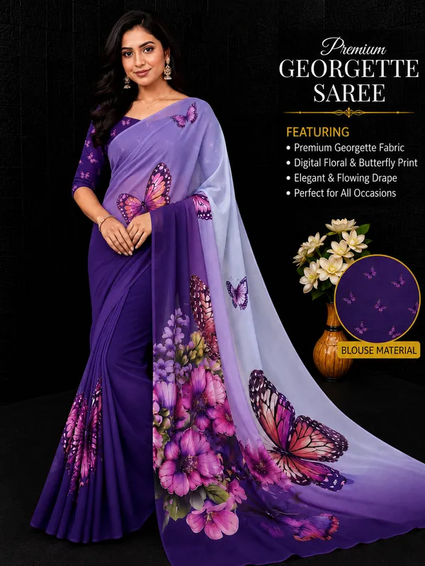 Purple_Pure_Georgette_Saree_Matching_Blouse_Piece_For_Women