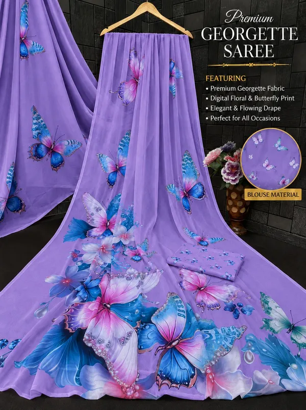 Purple_Pure_Georgette_Saree_Matching_Blouse_Piece_For_Women
