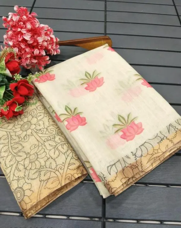 Cream_Pure_Jamdhani_Cotton_Saree_Matching_Blouse_Piece_For_Women