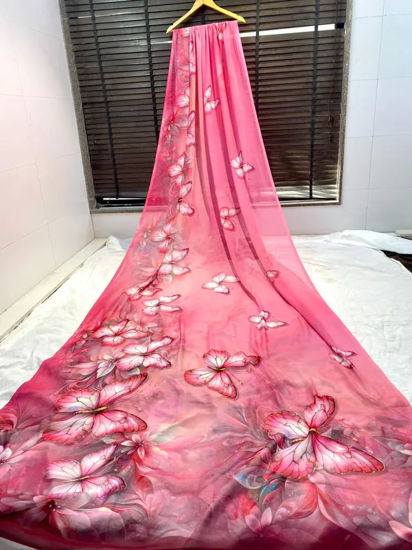 Pink_Pure_Georgette_Saree_Matching_Blouse_Piece_For_Women