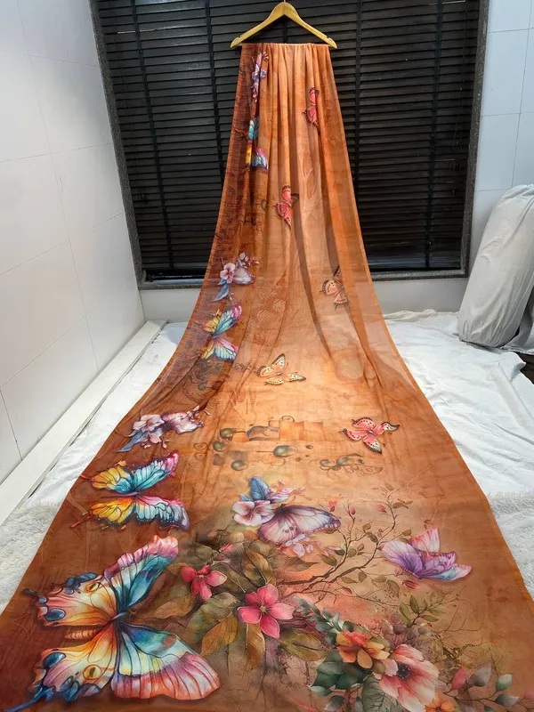 Orange_Pure_Georgette_Saree_Matching_Blouse_Piece_For_Women