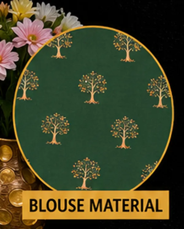 Green_Moss_Silk_Crepe_Saree_Matching_Blouse_Piece_For_Women