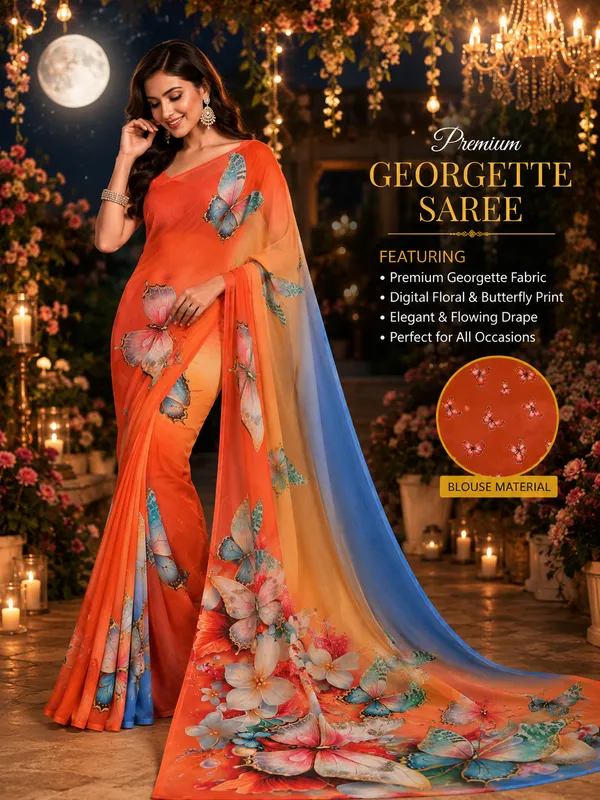 Pure_Georgette_Saree_Matching_Blouse_Piece_For_Women