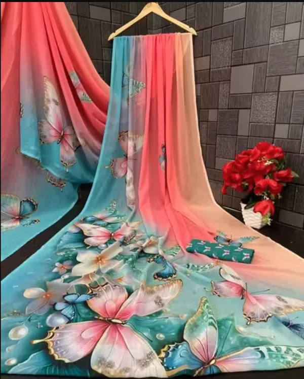 Pure_Georgette_Saree_Matching_Blouse_Piece_For_Women