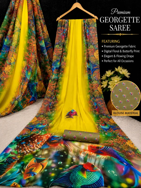 Yellow_Pure_Georgette_Saree_Matching_Blouse_Piece_For_Women