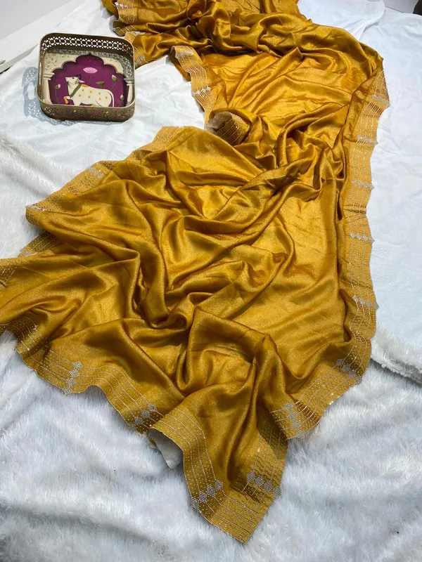 Mustard_Yellow_Mulberry_Silk_Saree_Matching_Blouse_Piece_For_Women