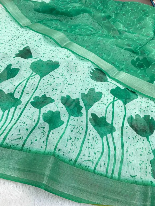 Light_Green_Pure_Jamdhani_Cotton_Saree_Matching_Blouse_Piece_For_Women