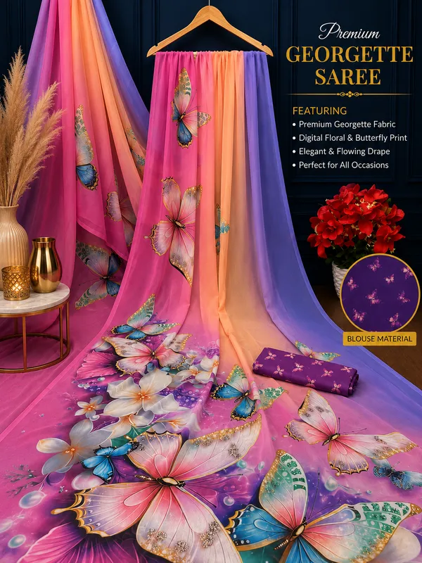 Pure_Georgette_Saree_Matching_Blouse_Piece_For_Women