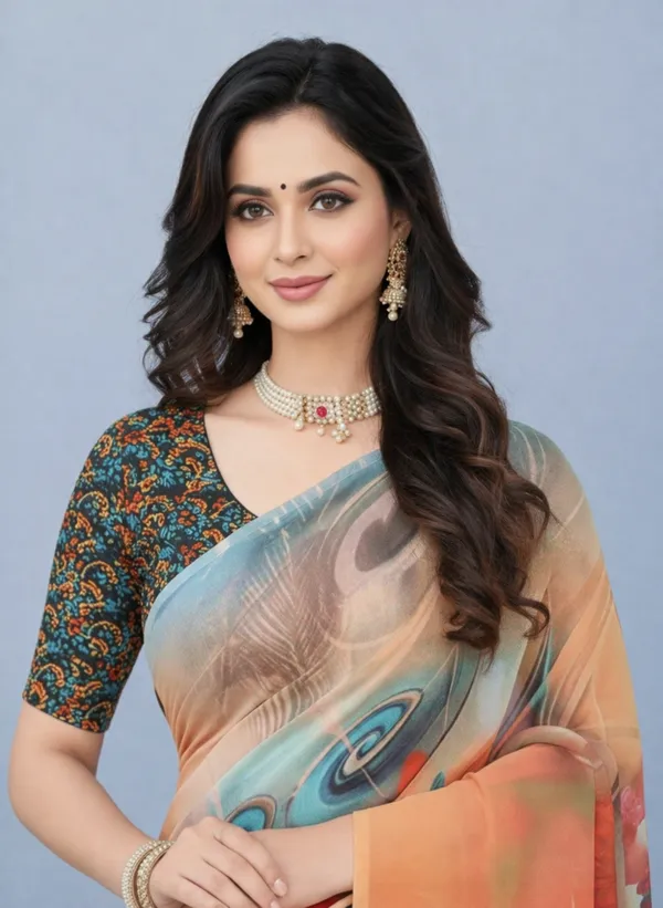 Pure_Georgette_Saree_Matching_Blouse_Piece_For_Women