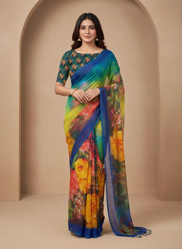 Pure_Georgette_Saree_Matching_Blouse_Piece_For_Women