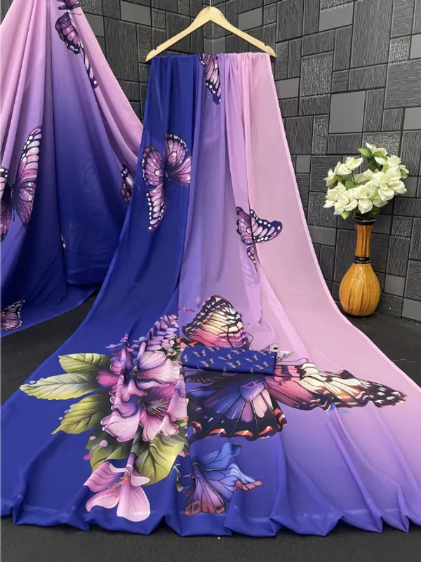 Purple_Pure_Georgette_Saree_Matching_Blouse_Piece_For_Women