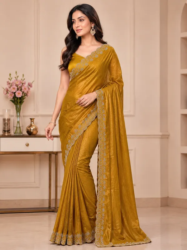 Mustard_Yellow_Mulberry_Silk_Saree_Matching_Blouse_Piece_For_Women