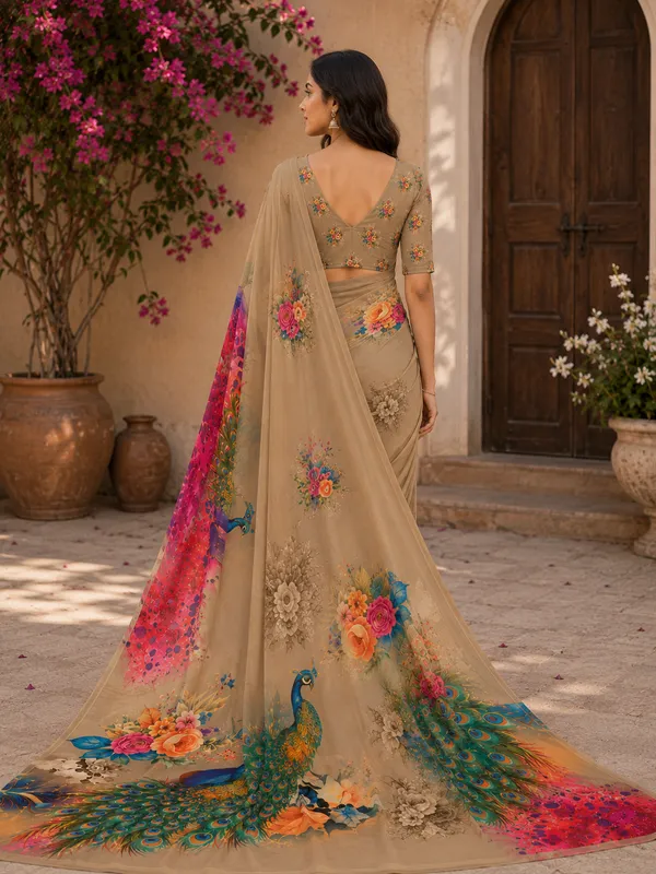 Beige_Pure_Georgette_Saree_Matching_Blouse_Piece_For_Women