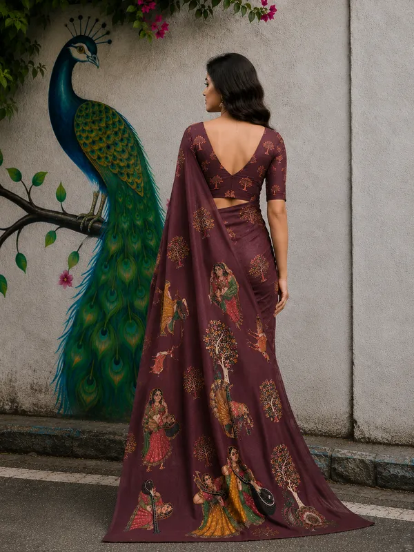 Maroon_Moss_Silk_Crepe_Saree_Matching_Blouse_Piece_For_Women