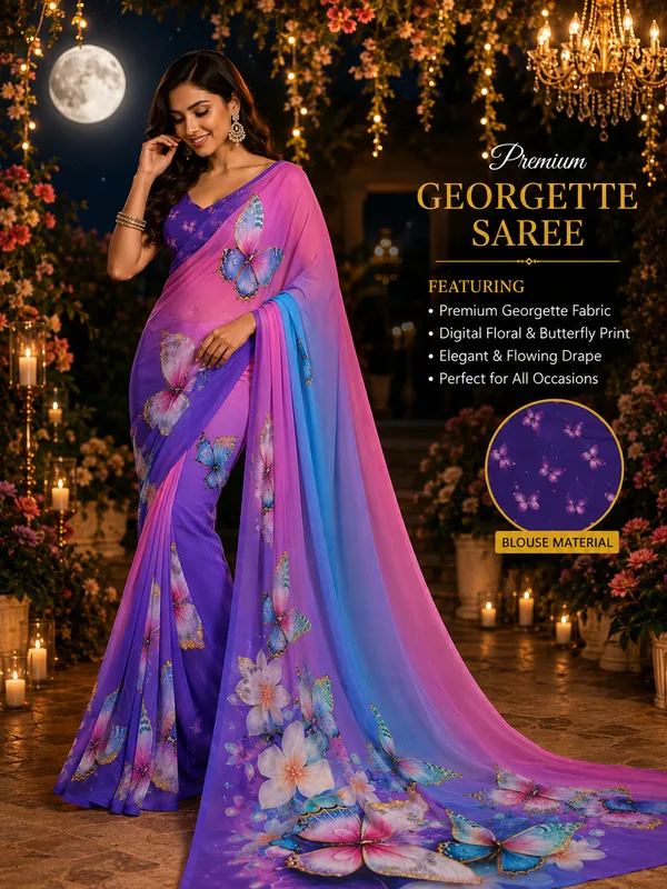 Pure_Georgette_Saree_Matching_Blouse_Piece_For_Women