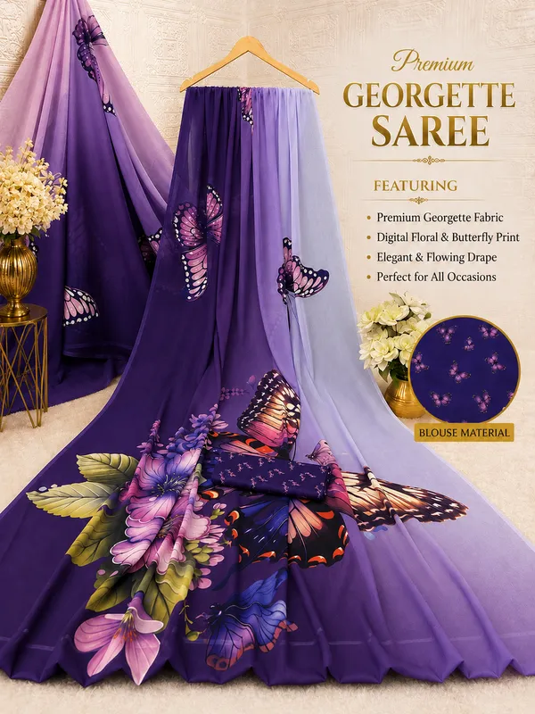 Purple_Pure_Georgette_Saree_Matching_Blouse_Piece_For_Women