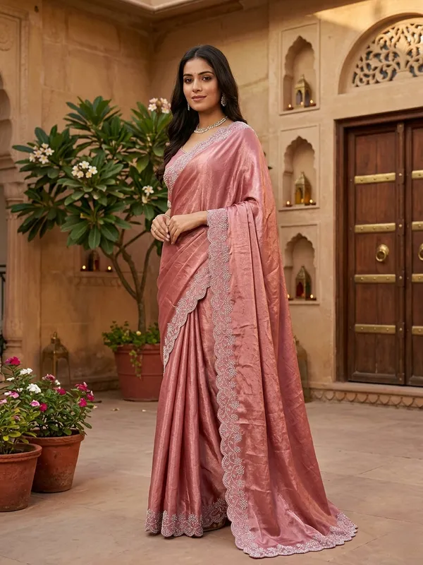 Pink_Mulberry_Silk_Saree_Matching_Blouse_Piece_For_Women