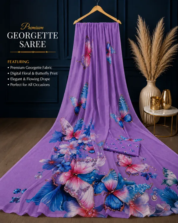 Purple_Pure_Georgette_Saree_Matching_Blouse_Piece_For_Women