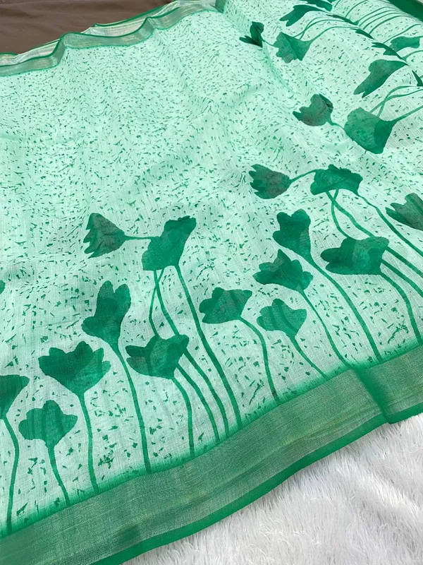 Light_Green_Pure_Jamdhani_Cotton_Saree_Matching_Blouse_Piece_For_Women