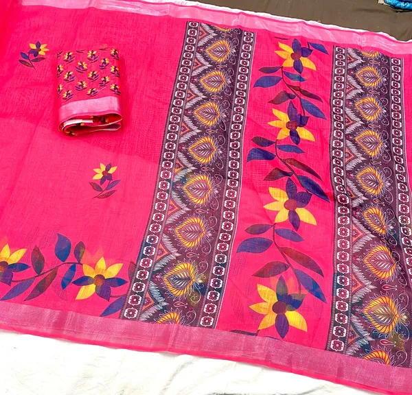 Pink_Pure_Jamdhani_Cotton_Saree_Matching_Blouse_Piece_For_Women