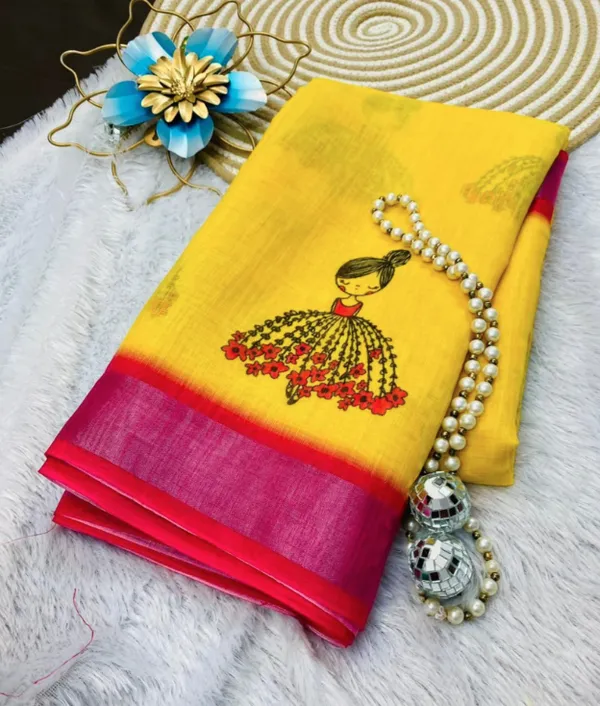 Yellow_Pure_Jamdhani_Cotton_Saree_Matching_Blouse_Piece_For_Women