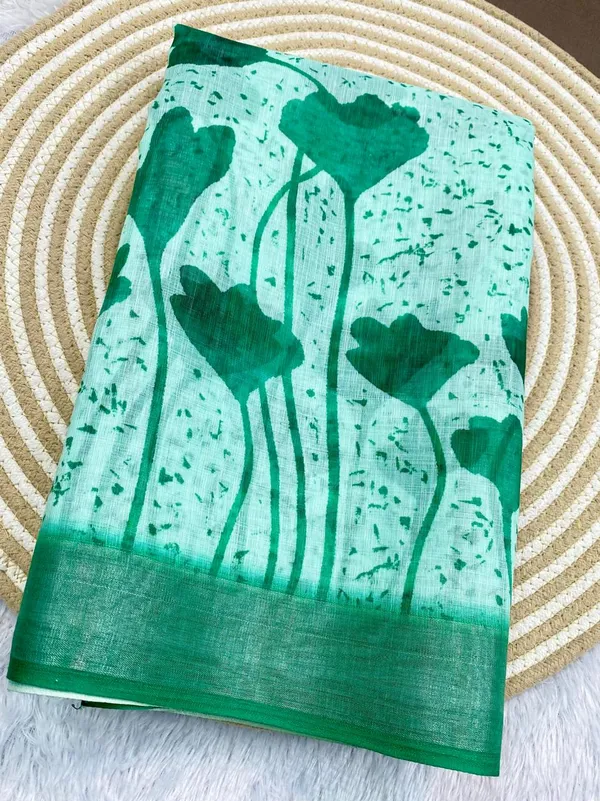 Light_Green_Pure_Jamdhani_Cotton_Saree_Matching_Blouse_Piece_For_Women