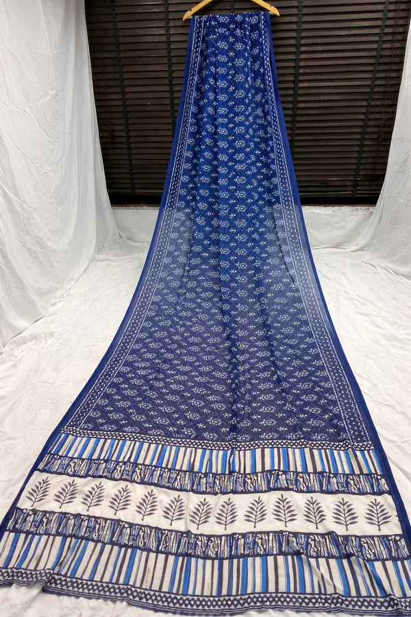 Blue_Pure_Georgette_Saree_Matching_Blouse_Piece_For_Women