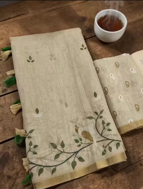 Beige_Pure_Jamdhani_Cotton_Saree_Matching_Blouse_Piece_For_Women