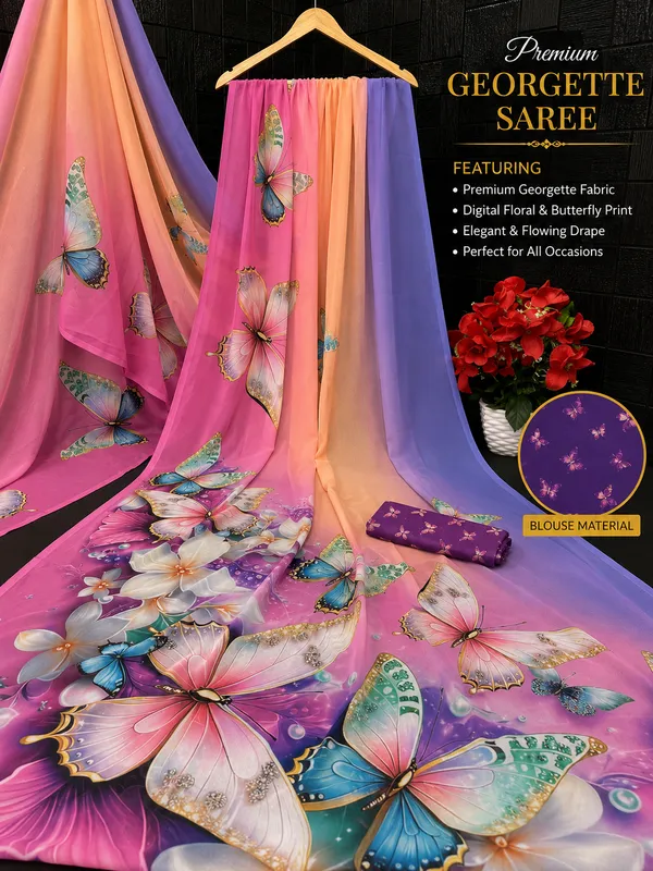 Pure_Georgette_Saree_Matching_Blouse_Piece_For_Women