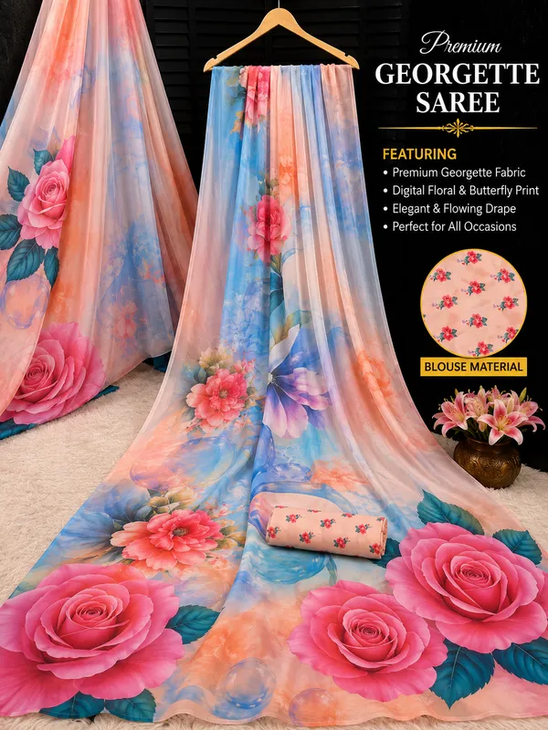 Pure_Georgette_Saree_Matching_Blouse_Piece_For_Women