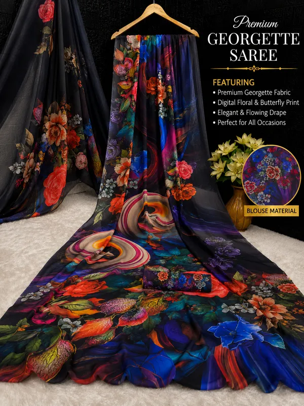 Black_Pure_Georgette_Saree_Matching_Blouse_Piece_For_Women