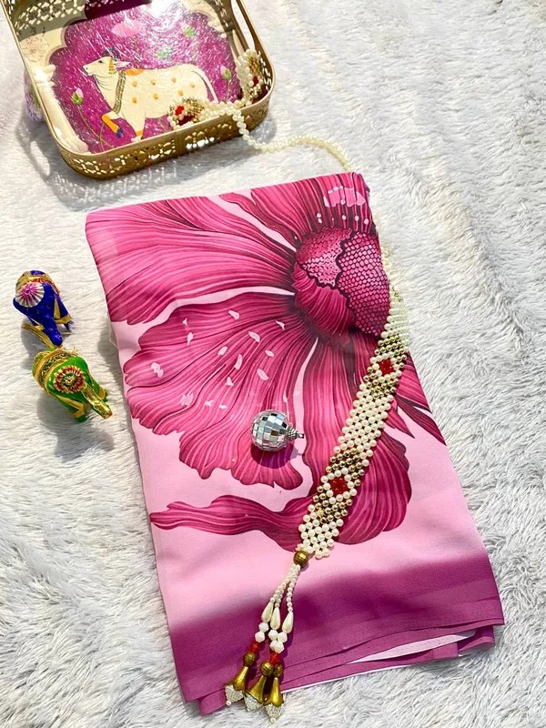 Pink_Pure_Georgette_Saree_Matching_Blouse_Piece_For_Women