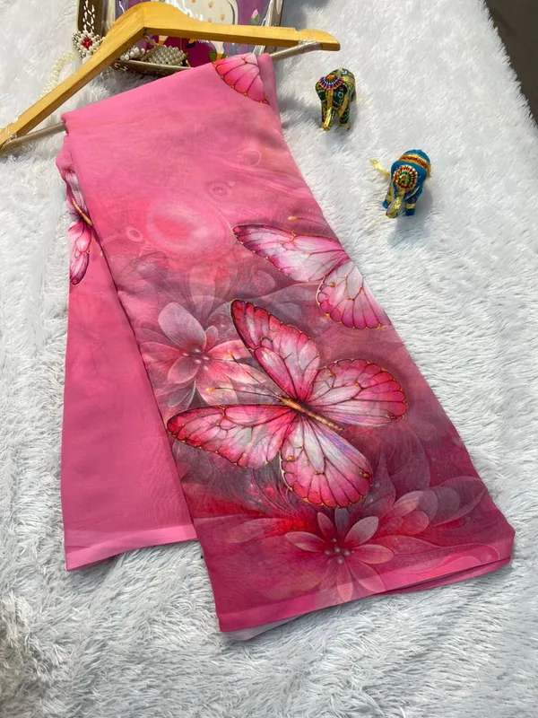 Pink_Pure_Georgette_Saree_Matching_Blouse_Piece_For_Women
