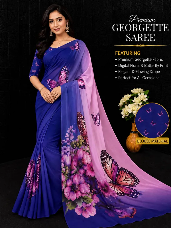 Purple_Pure_Georgette_Saree_Matching_Blouse_Piece_For_Women