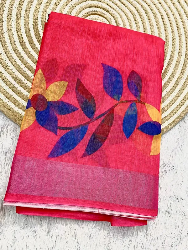 Pink_Pure_Jamdhani_Cotton_Saree_Matching_Blouse_Piece_For_Women