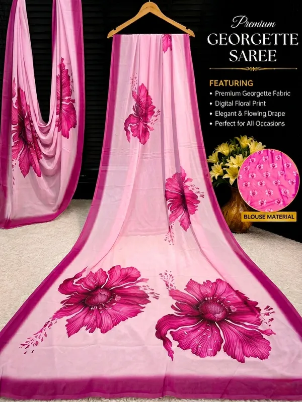 Pink_Pure_Georgette_Saree_Matching_Blouse_Piece_For_Women