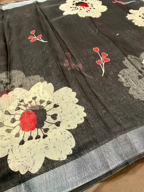 Black_And_Grey_Pure_Jamdhani_Cotton_Saree_Matching_Blouse_Piece_For_Women
