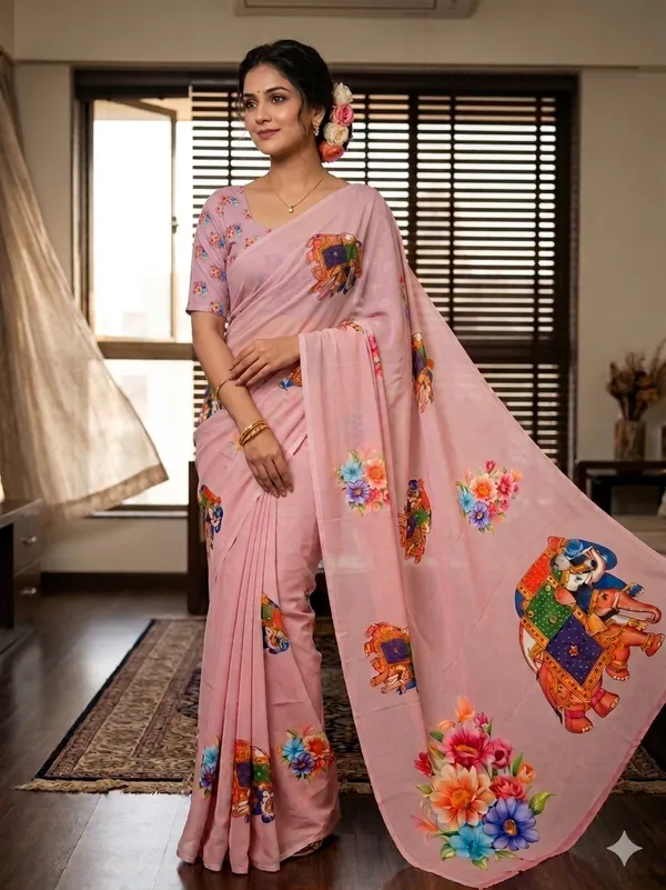 Light_Pink_Pure_Georgette_Saree_Matching_Blouse_Piece_For_Women