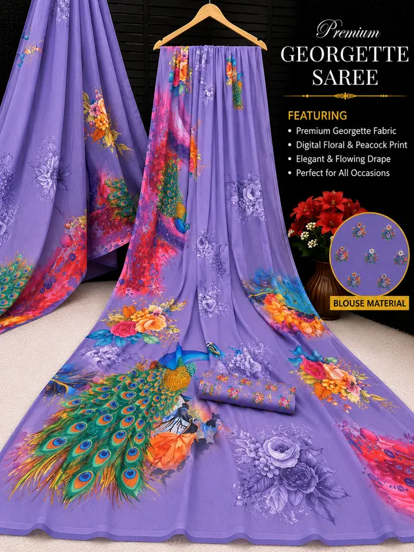 Purple_Pure_Georgette_Saree_Matching_Blouse_Piece_For_Women