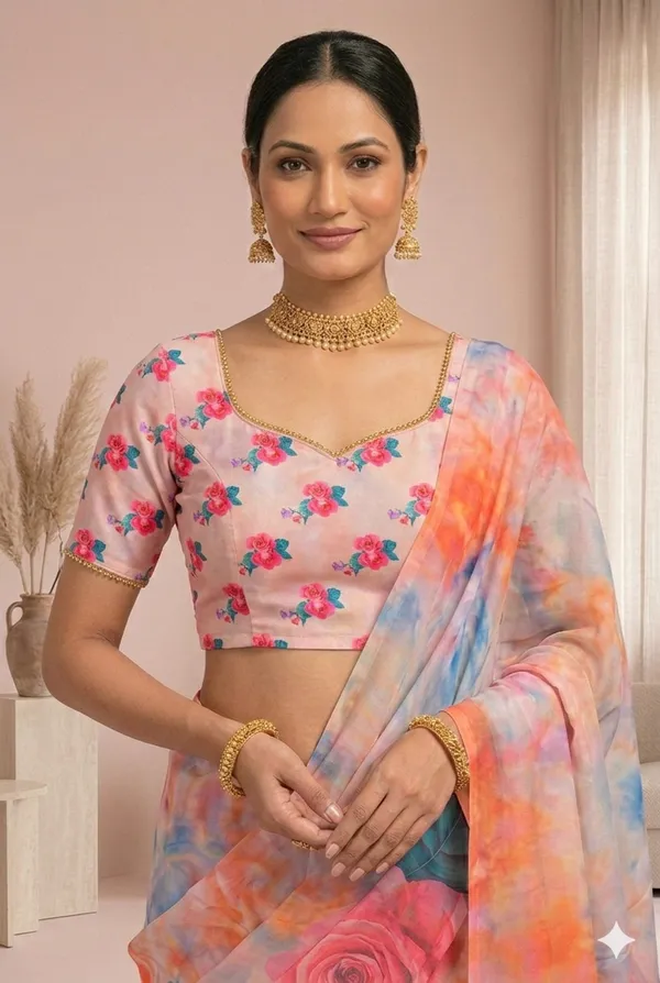 Pure_Georgette_Saree_Matching_Blouse_Piece_For_Women