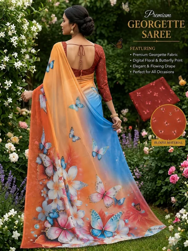 Pure_Georgette_Saree_Matching_Blouse_Piece_For_Women