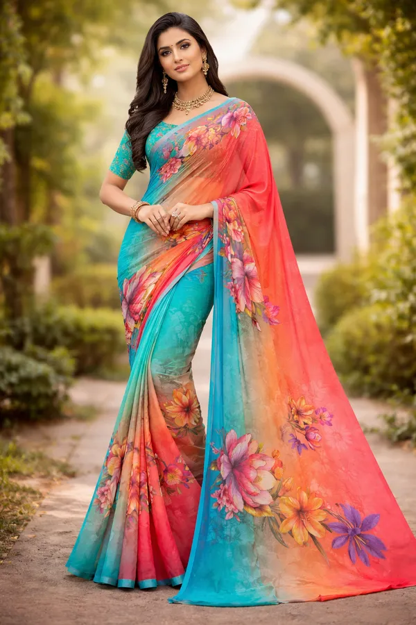 Pure_Georgette_Saree_Matching_Blouse_Piece_For_Women