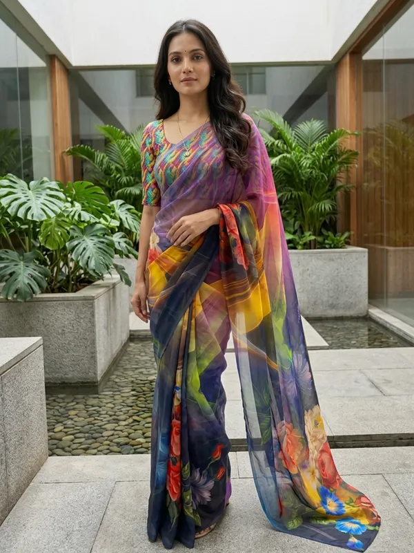 Pure_Georgette_Saree_Matching_Blouse_Piece_For_Women