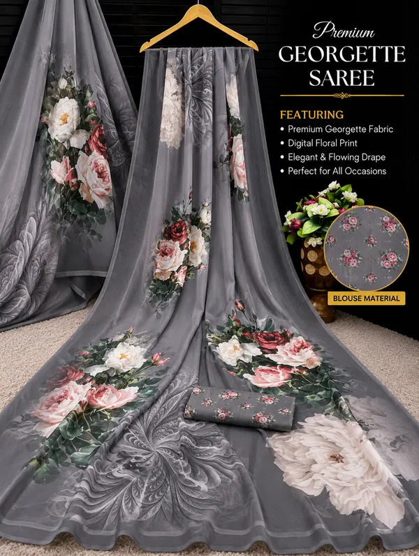 Muted_Grey_Pure_Georgette_Saree_Matching_Blouse_Piece_For_Women